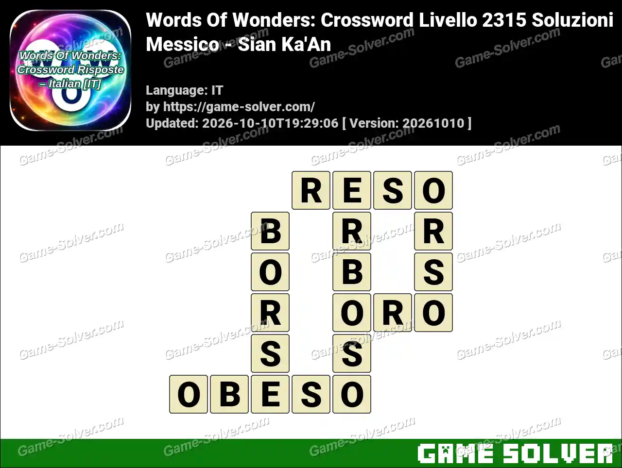 Words Of Wonders: Crossword Livello 2315 Soluzioni – Messico – Sian Ka’An